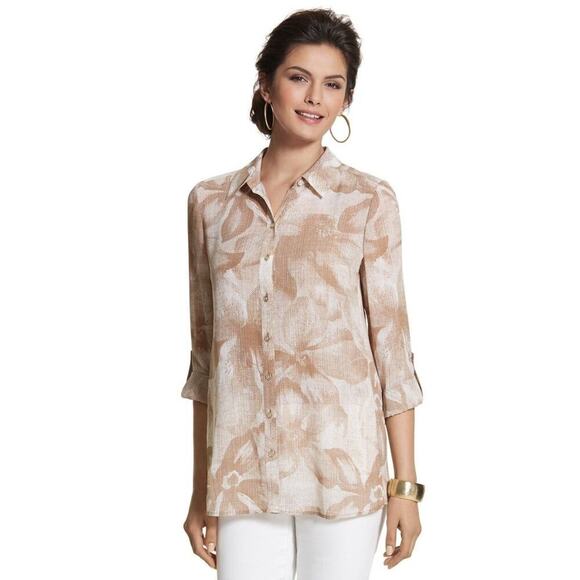 Chico's Tops - CHICO'S FEFE TEXTURED FLORAL BUTTON DOWN SHIRT IN NEW CAIRO NWT WOMEN'S SIZE 16
